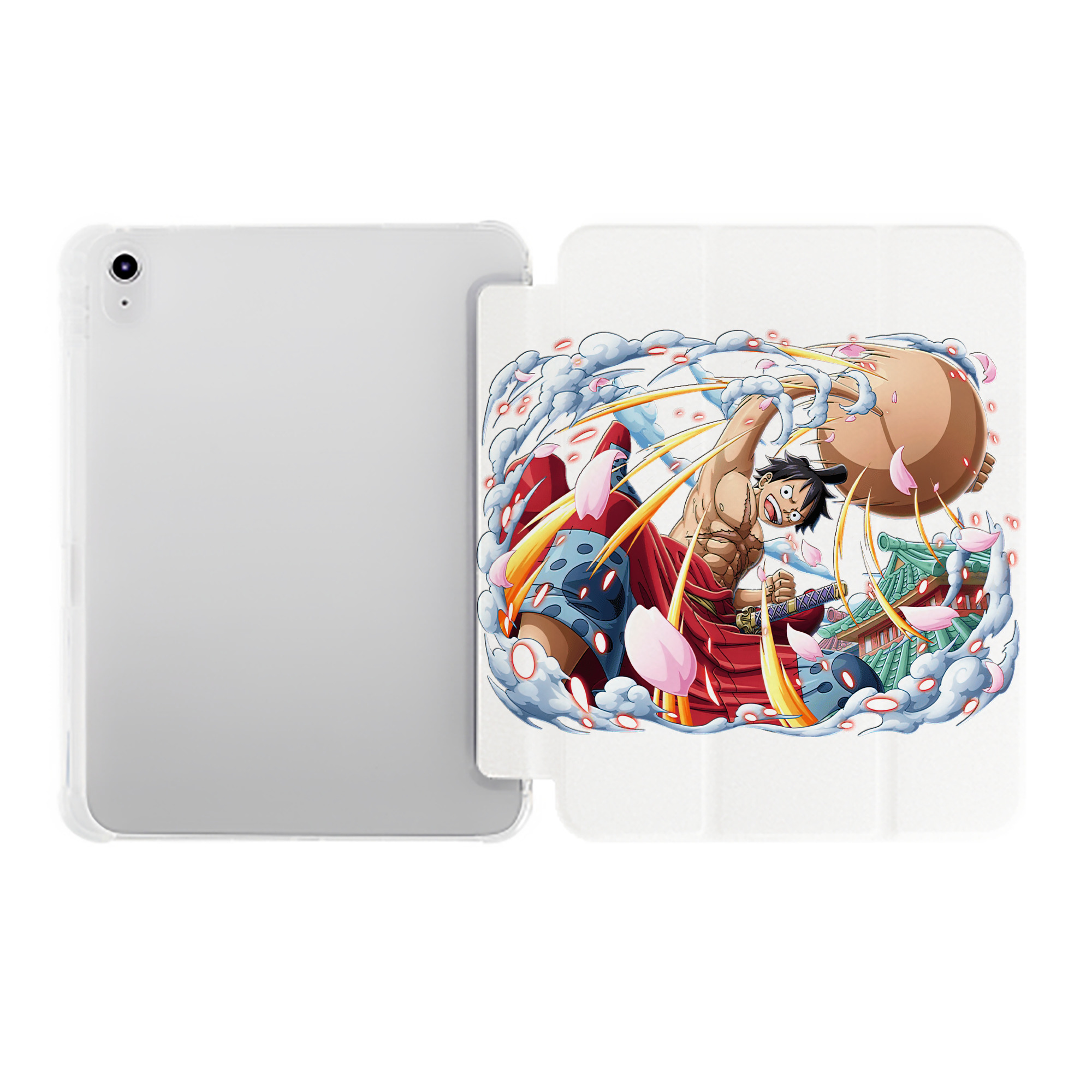 （画像用） ワンピース モンキー・D・ルフィ ONE PIECE Monkey D. Luffy IPad ケース ペン収納付き 三つ折りスタンド PUレザー×シリコン 対応機種9.5/10.5/10.9インチ